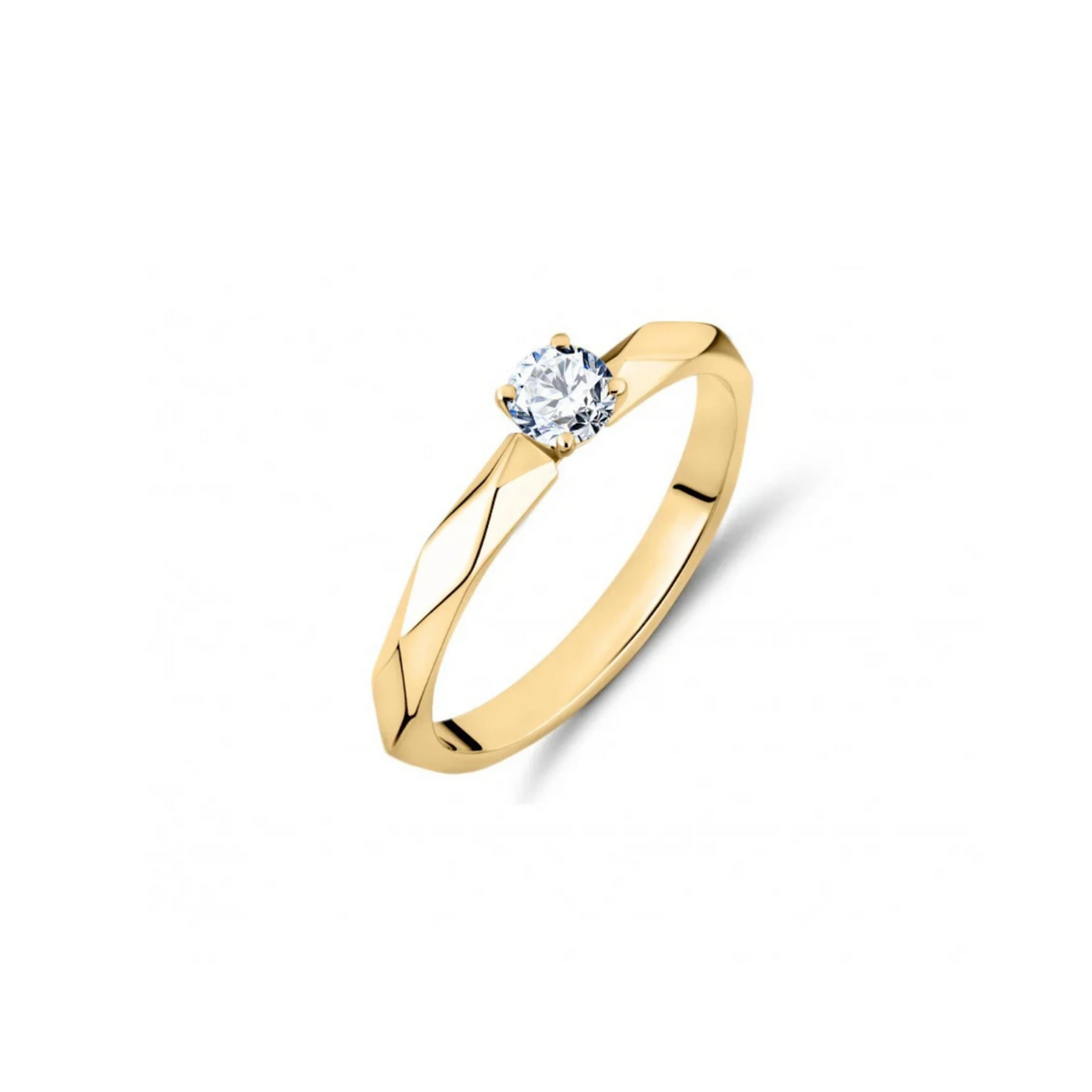 Geometryczny - złoty pierścionek z diamentem