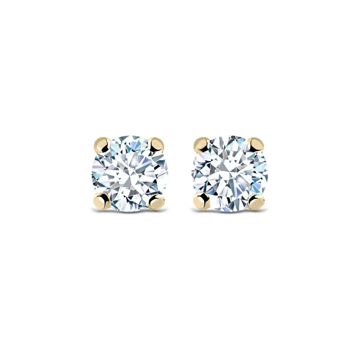 Diamond earrings set in yellow gold