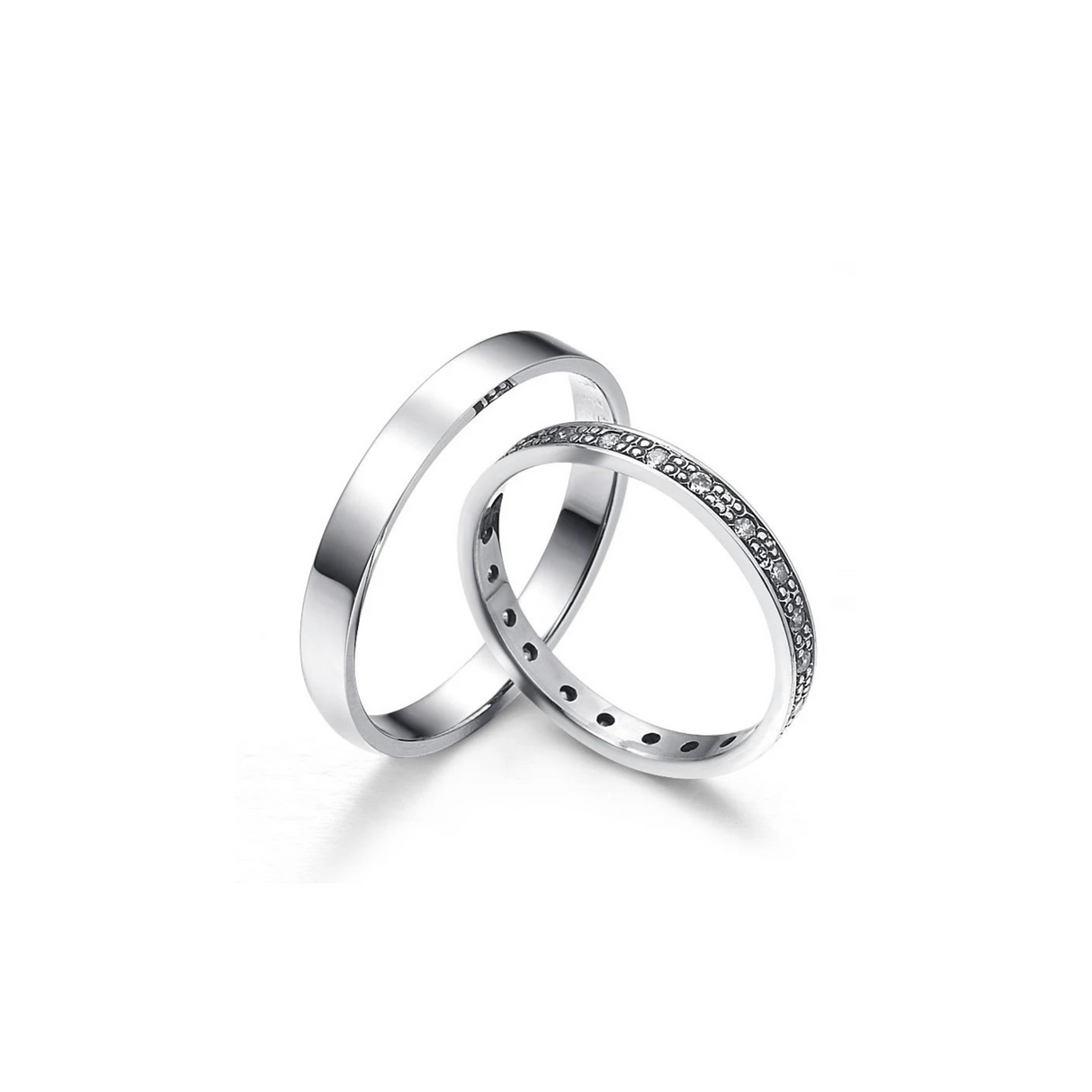 Przecudne obrączki z białego złota ozdobione diamentami