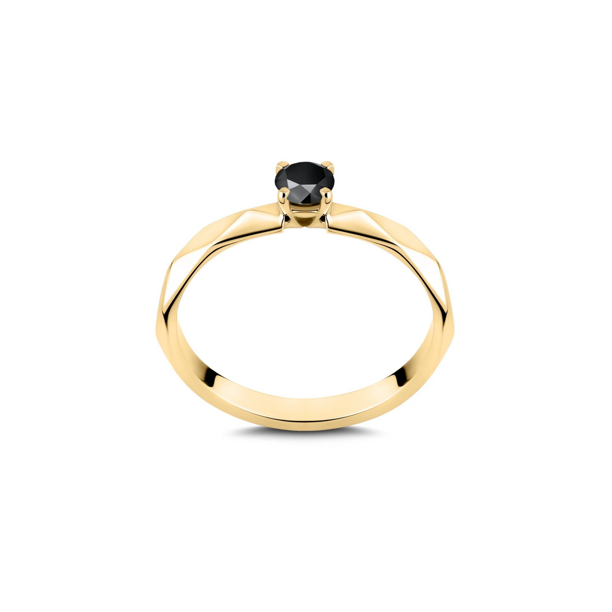 Geometryczny - pierścionek z czarnym diamentem