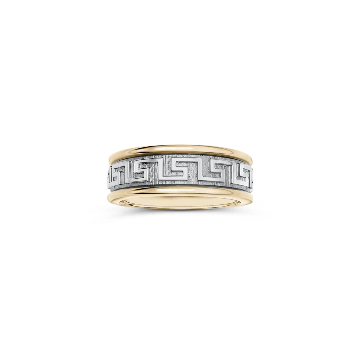Men's wedding ring with a meander pattern