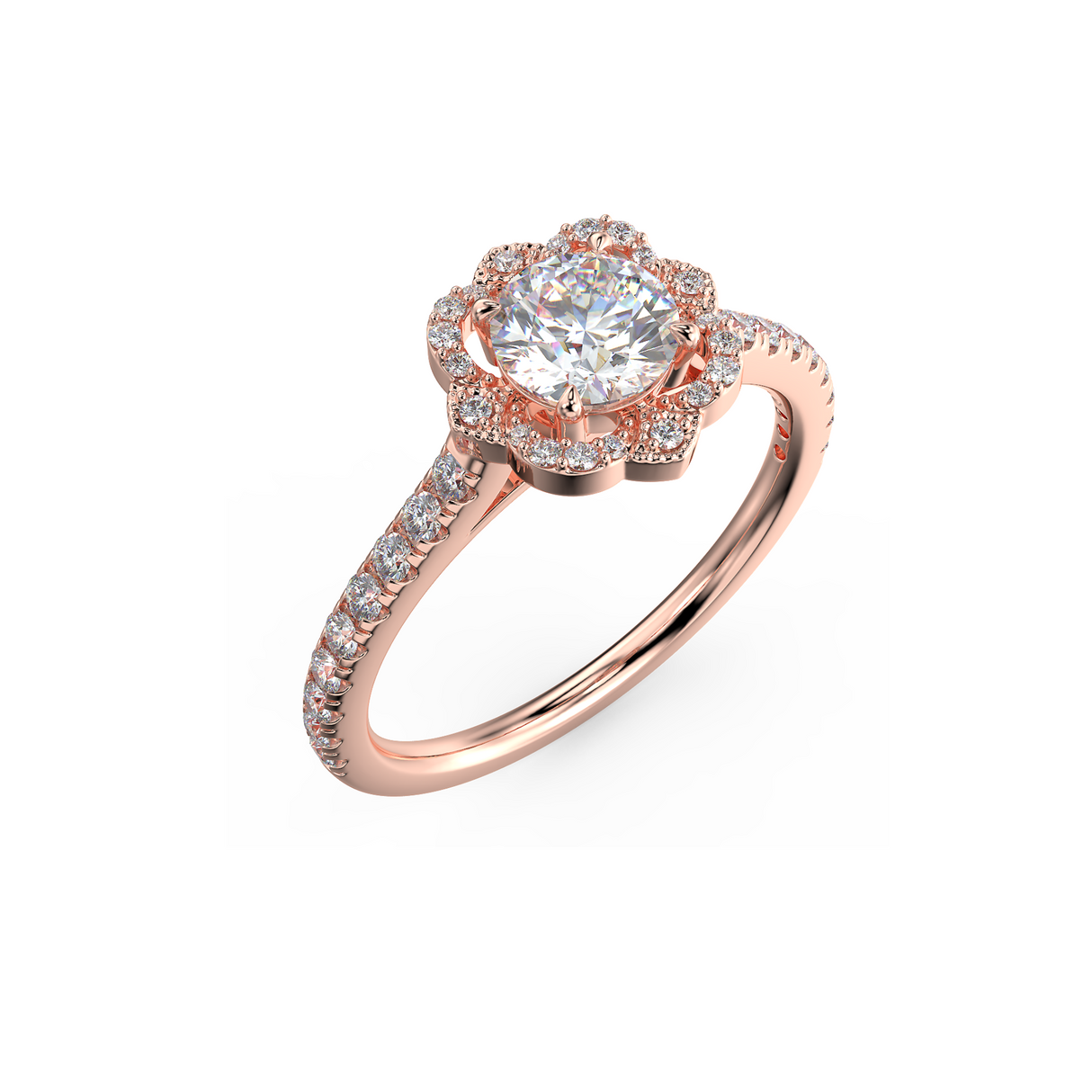 Golden Bloom - pierścionek z różowego złota z diamentami 0,76 ctw