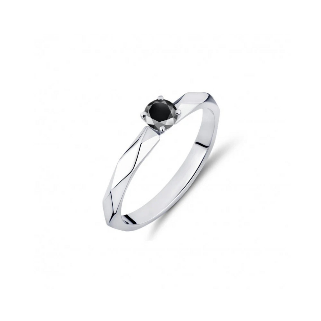 Geometryczny - złoty pierścionek z czarnym diamentem