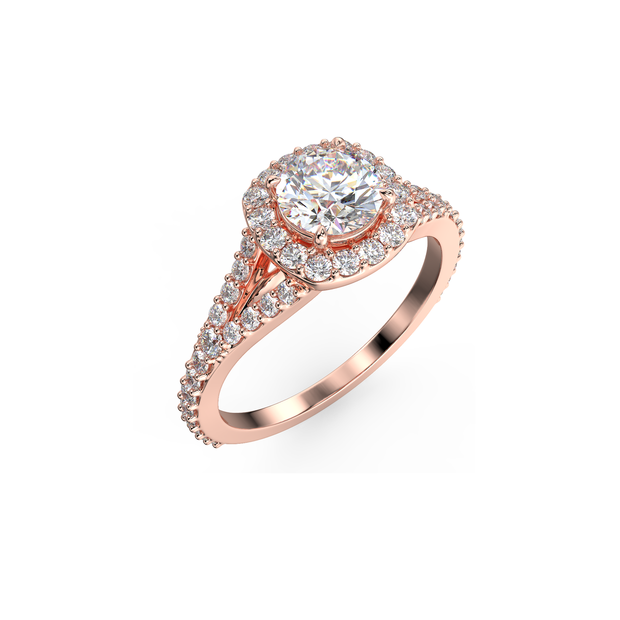 Starlight Halo - pierścionek z różowego złota z diamentami 0,92 ctw