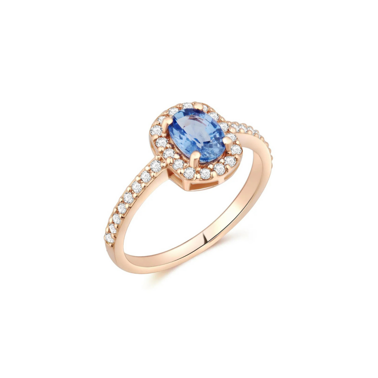 Klasyczny pierścionek z szafirem i brylantami