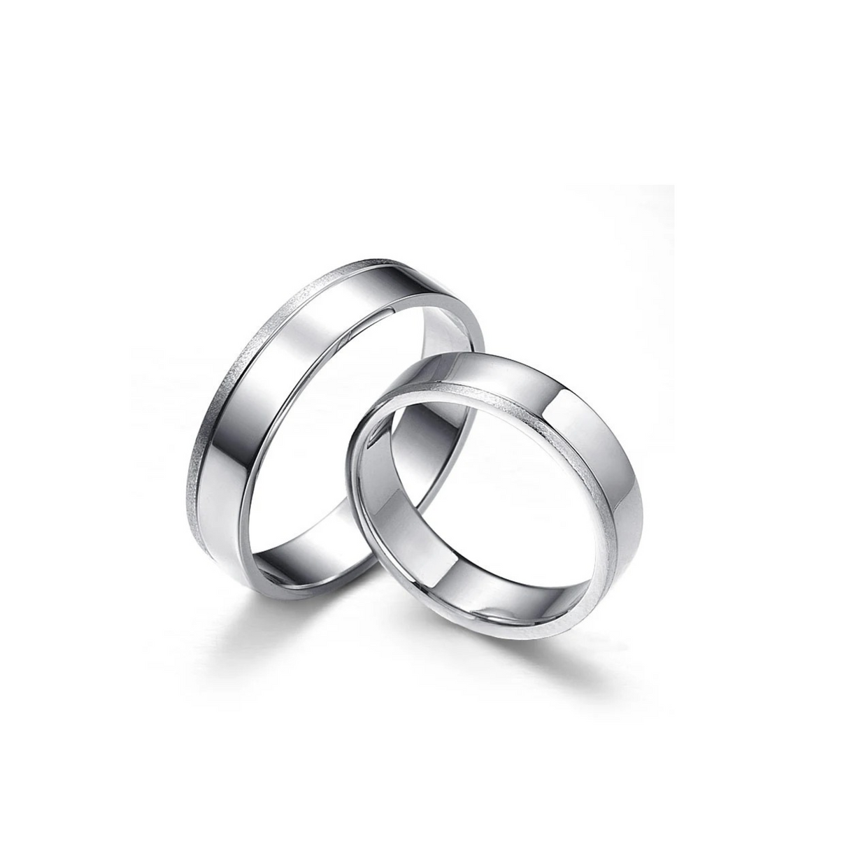Obrączki z białego złota z delikatnym frezem i matowym brzegiem
