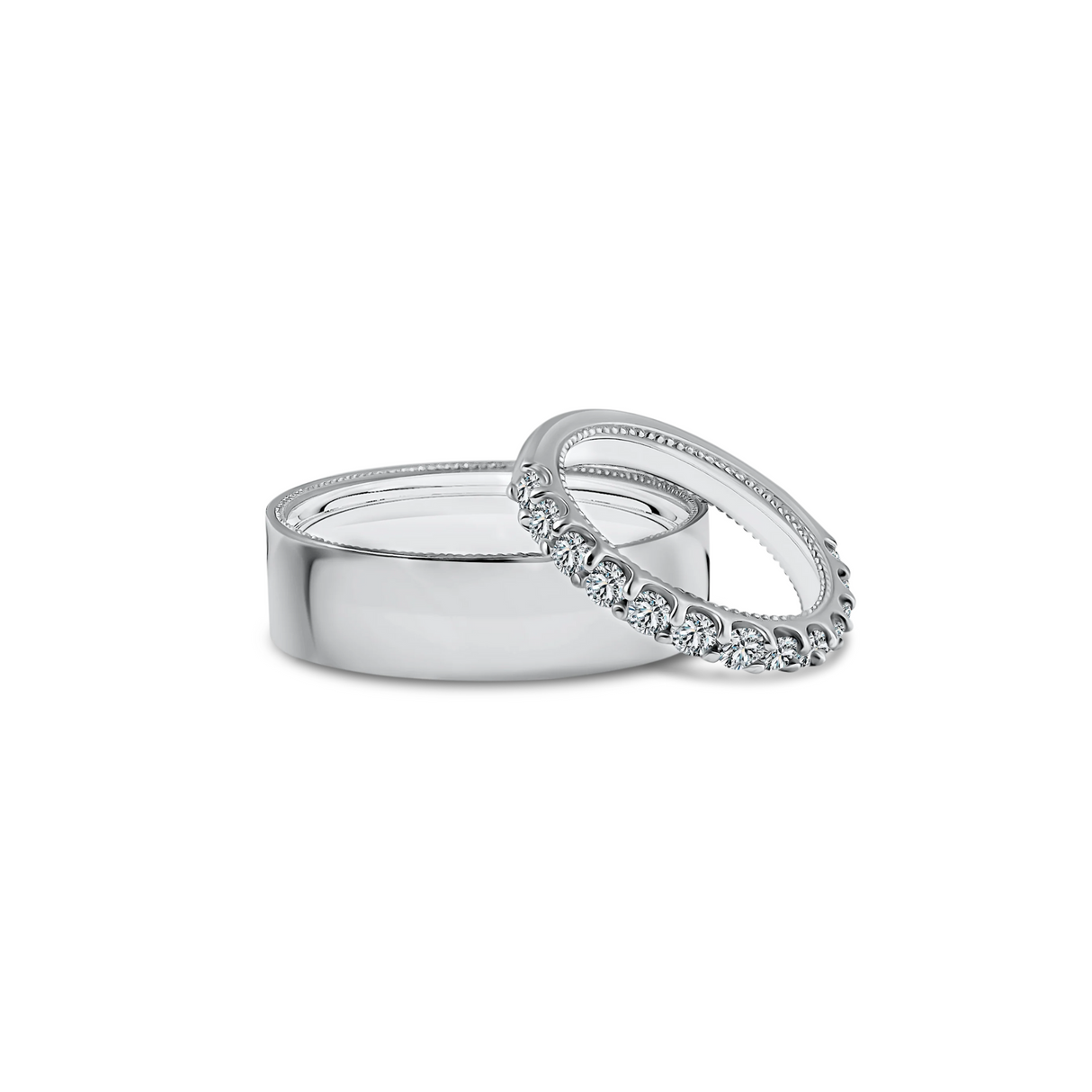 Grace in Detail - Milligriffin and Diamond Wedding Rings in White Gold