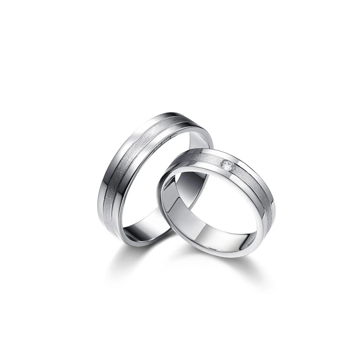 Obrączki z białego złota ozdobione diamentem