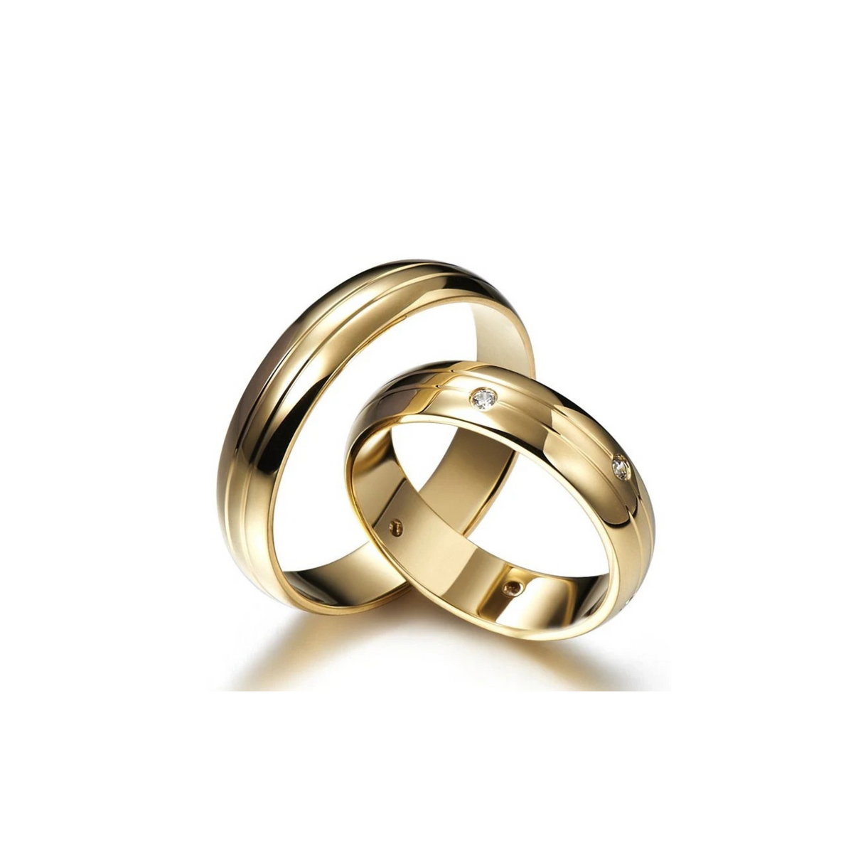 Obrączki złote ozdobione diamentami