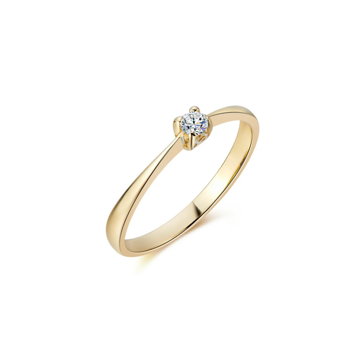 Złoty pierścionek z diamentem 0,1 ct