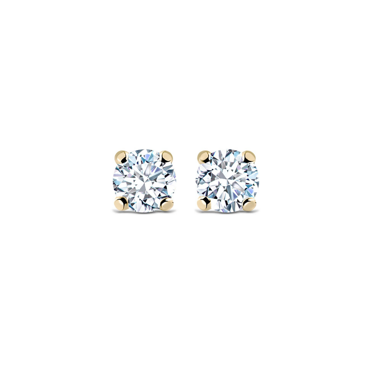 Diamond earrings set in yellow gold
