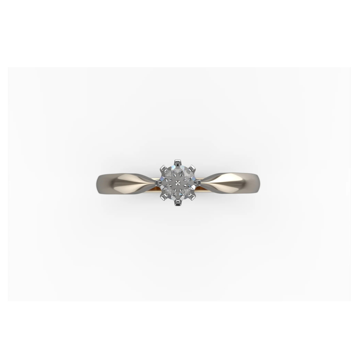 Diamentowa korona - pierścionek ze złota z brylantem 0,15 ct.