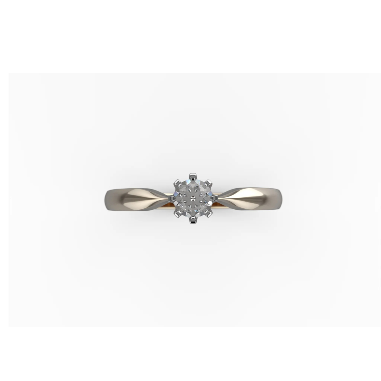 Diamentowa korona - pierścionek ze złota z brylantem 0,15 ct.
