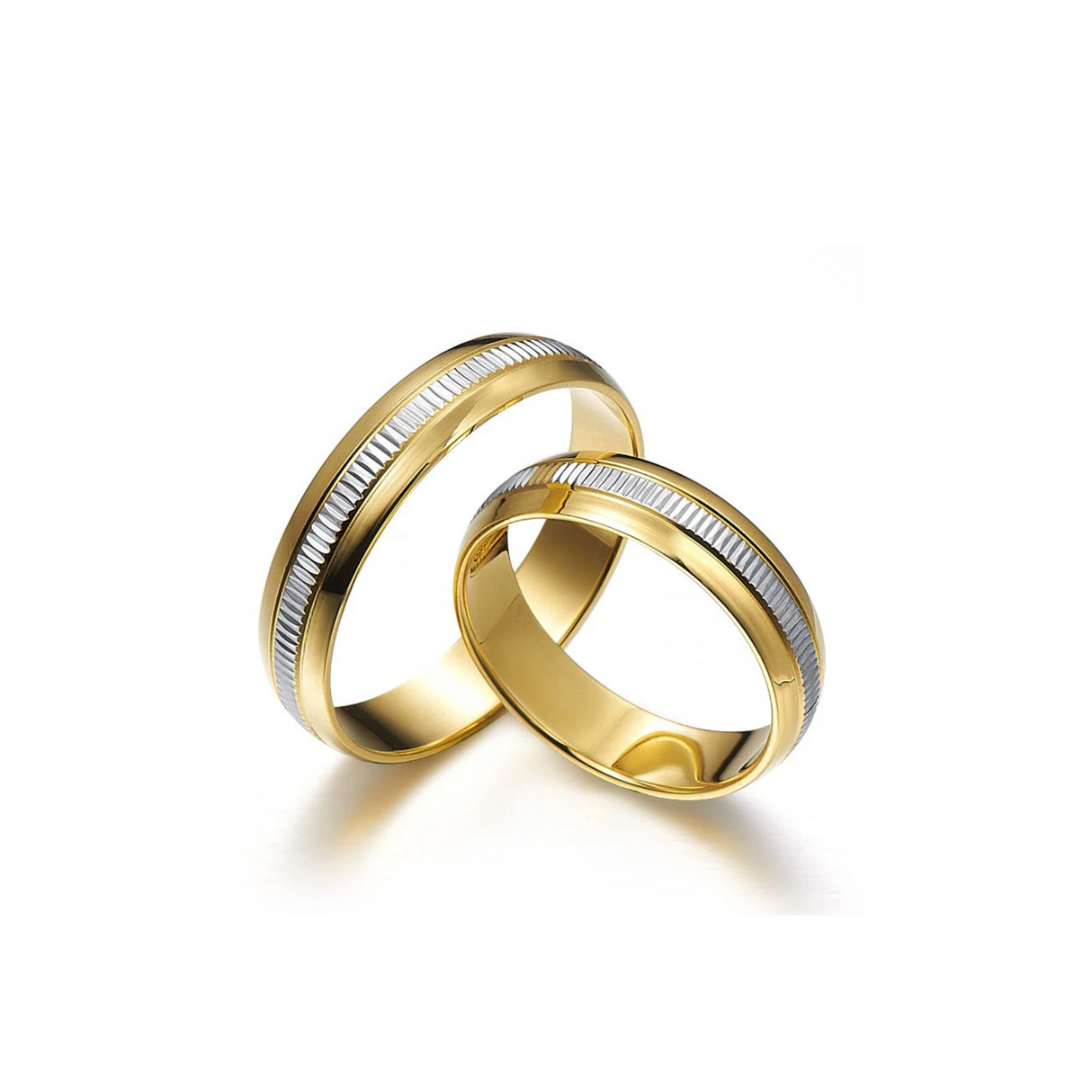 Obrączki zdobione nacięciami z dwukolorowego złota