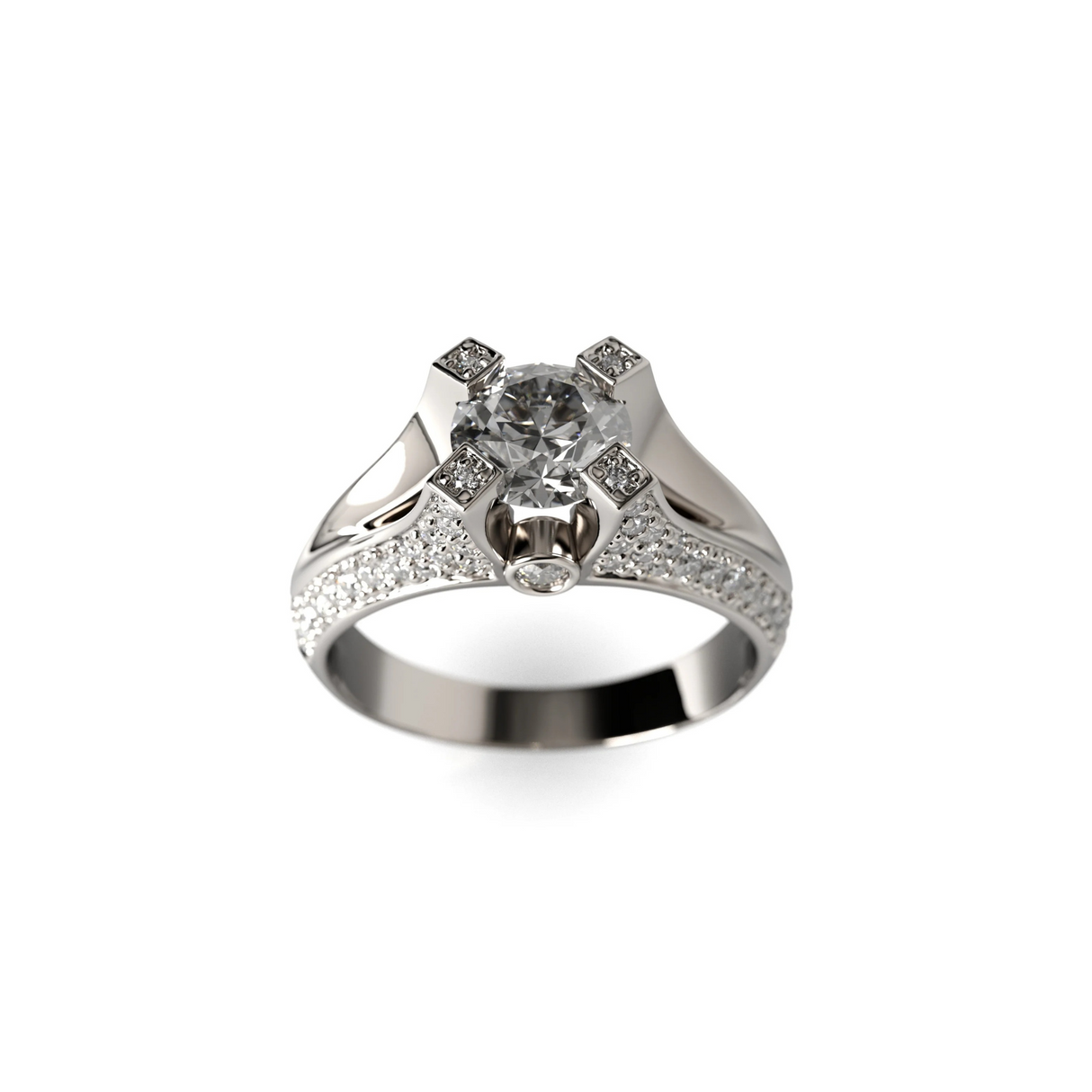 Perfection - pierścionek z białego złota z diamentami 1,80 ctw