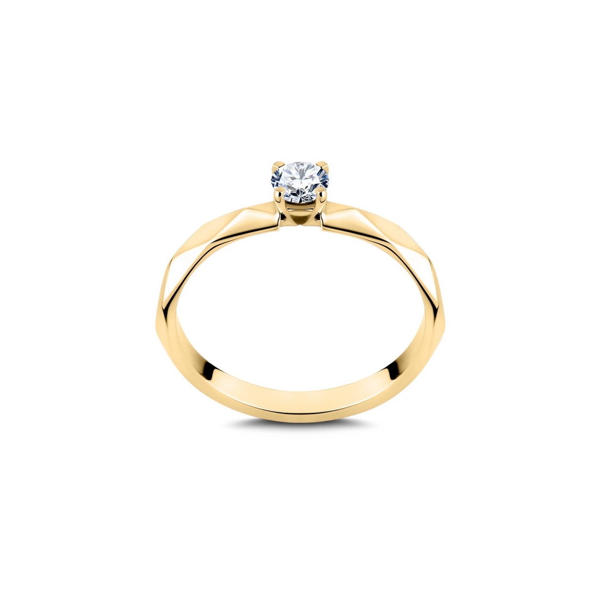 Geometryczny - złoty pierścionek z diamentem