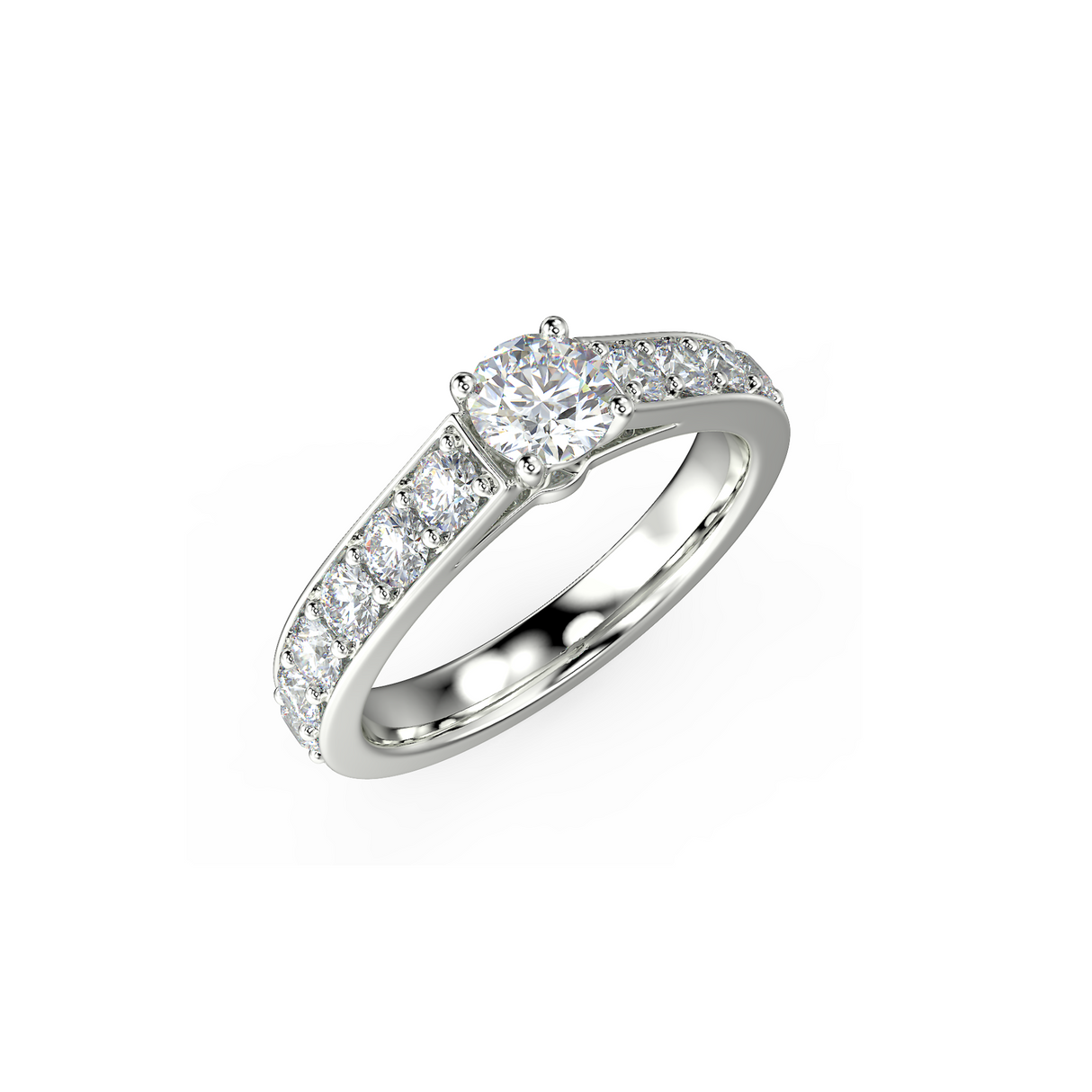 Pierścionek zaręczynowy z białego złota z diamentami o masie 1 ctw