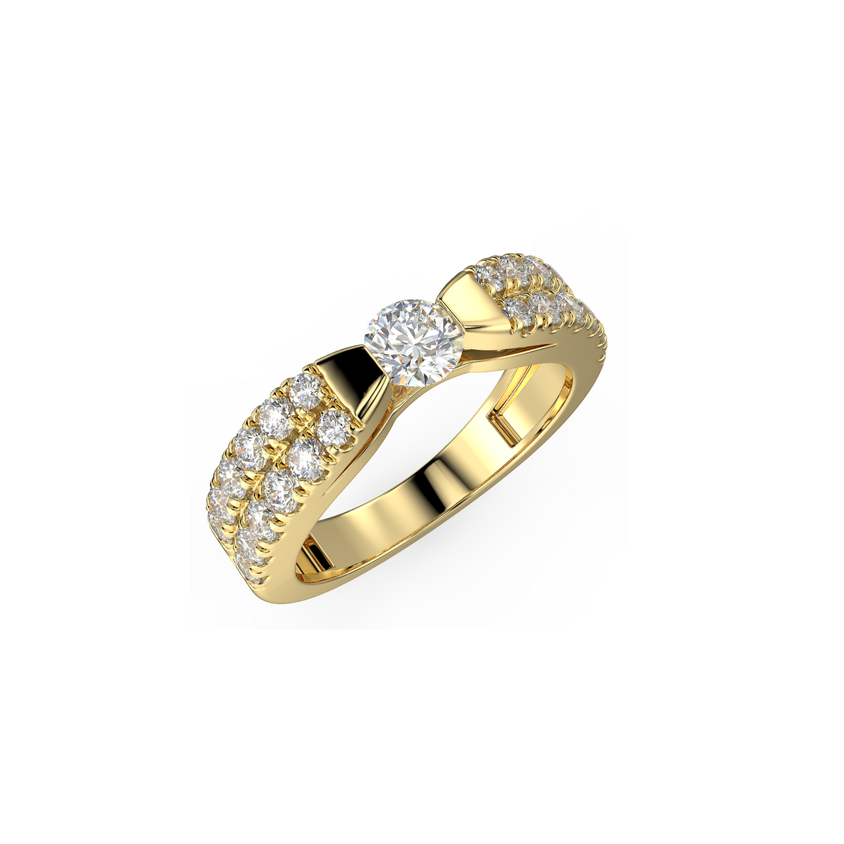 Pierścionek zaręczynowy z żółtego złota z diamentami 1,05 ctw