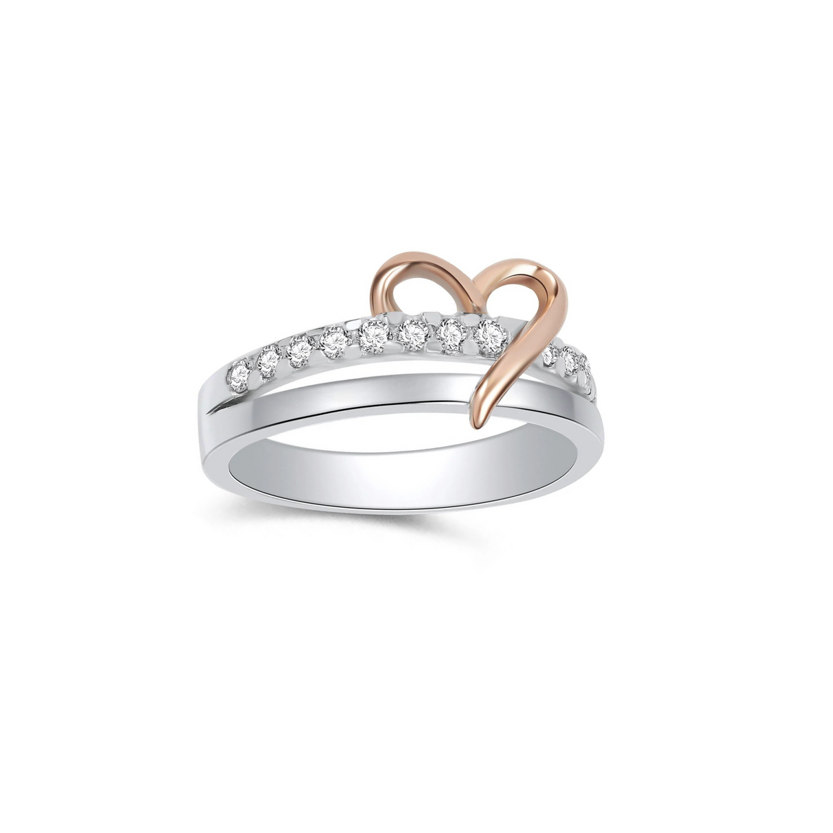 Pierścionek z motywem serca z różowego złota