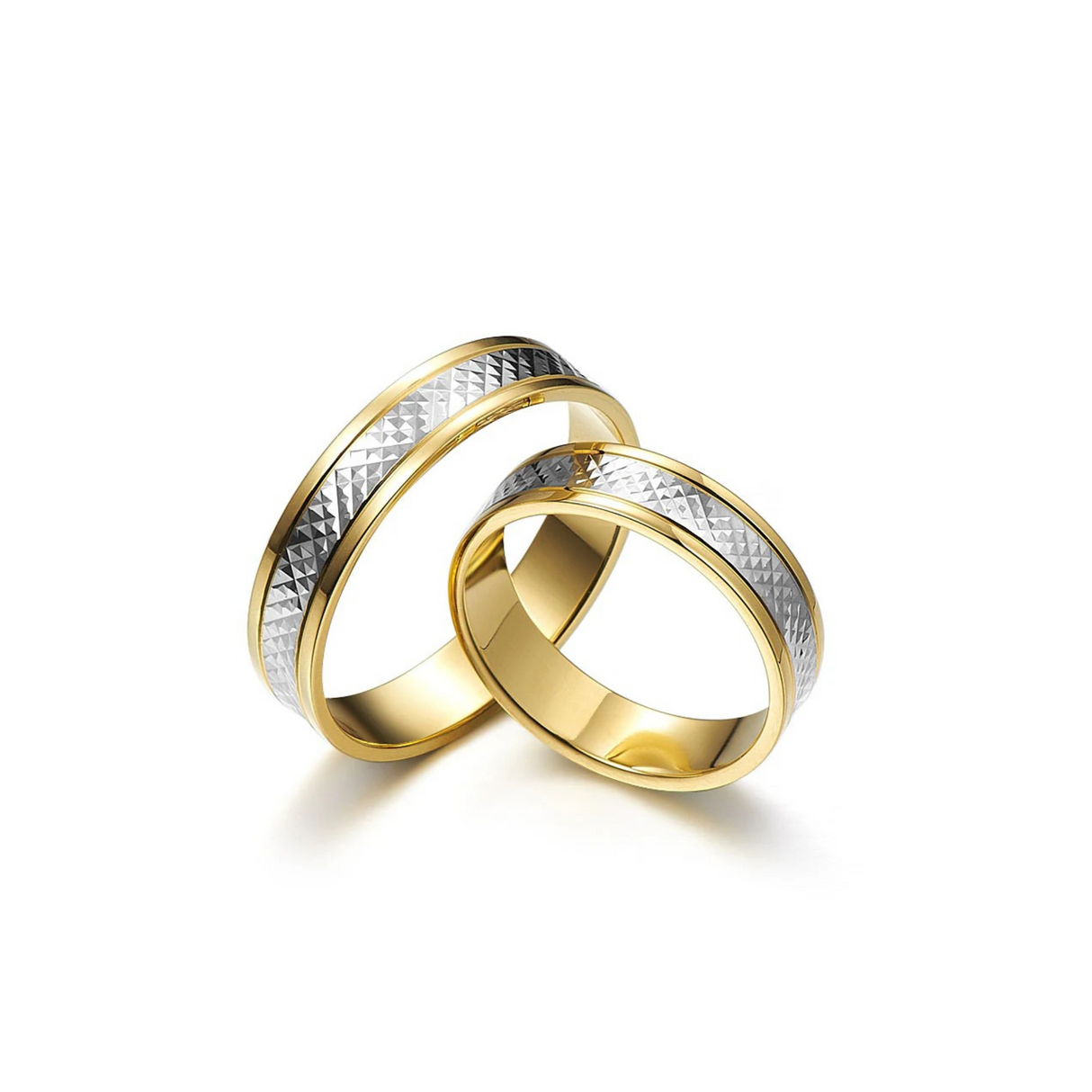 Dwukolorowe obrączki zwracające uwagę swoim wzorem