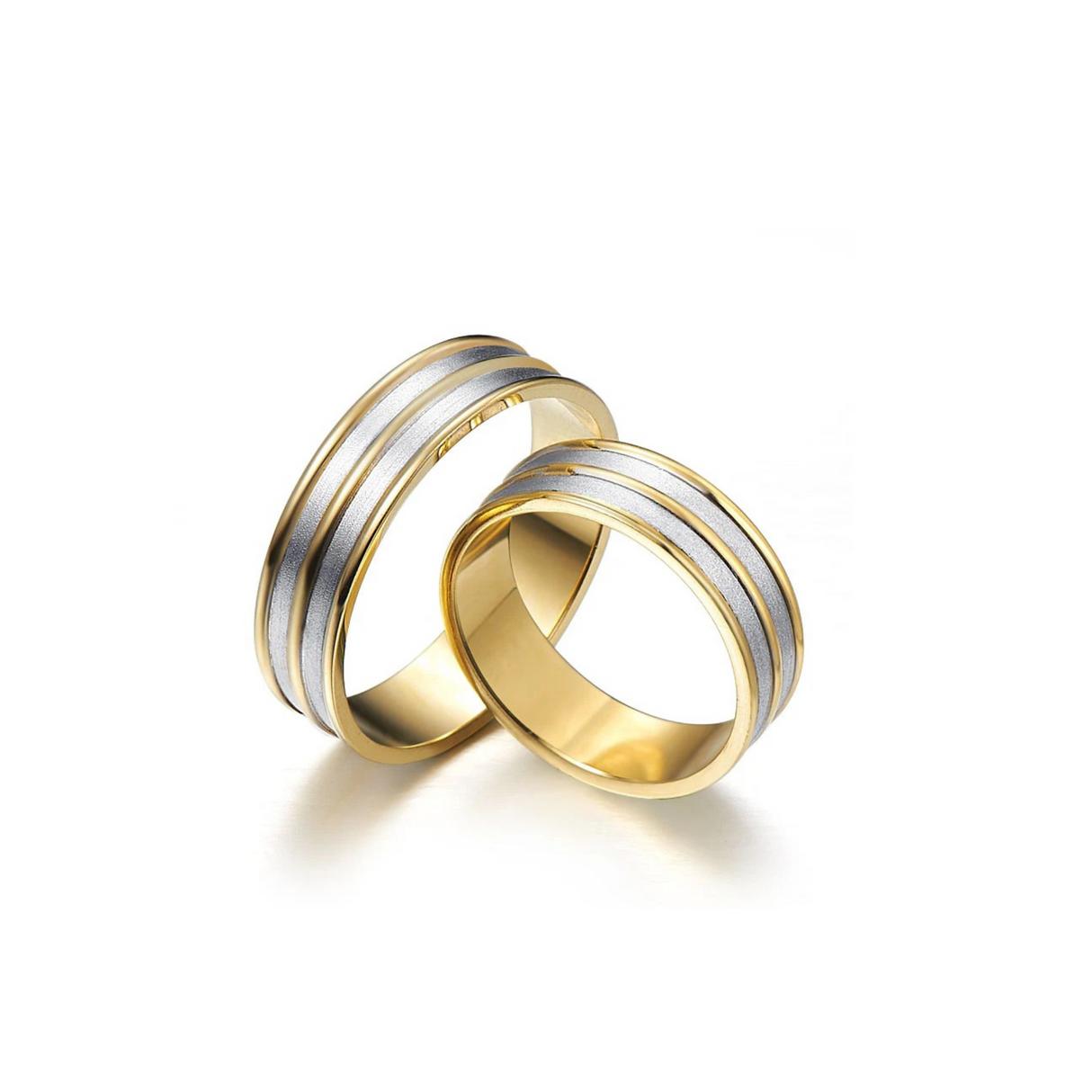 Obrączki z ciekawym połączeniem białego i żółtego zlota