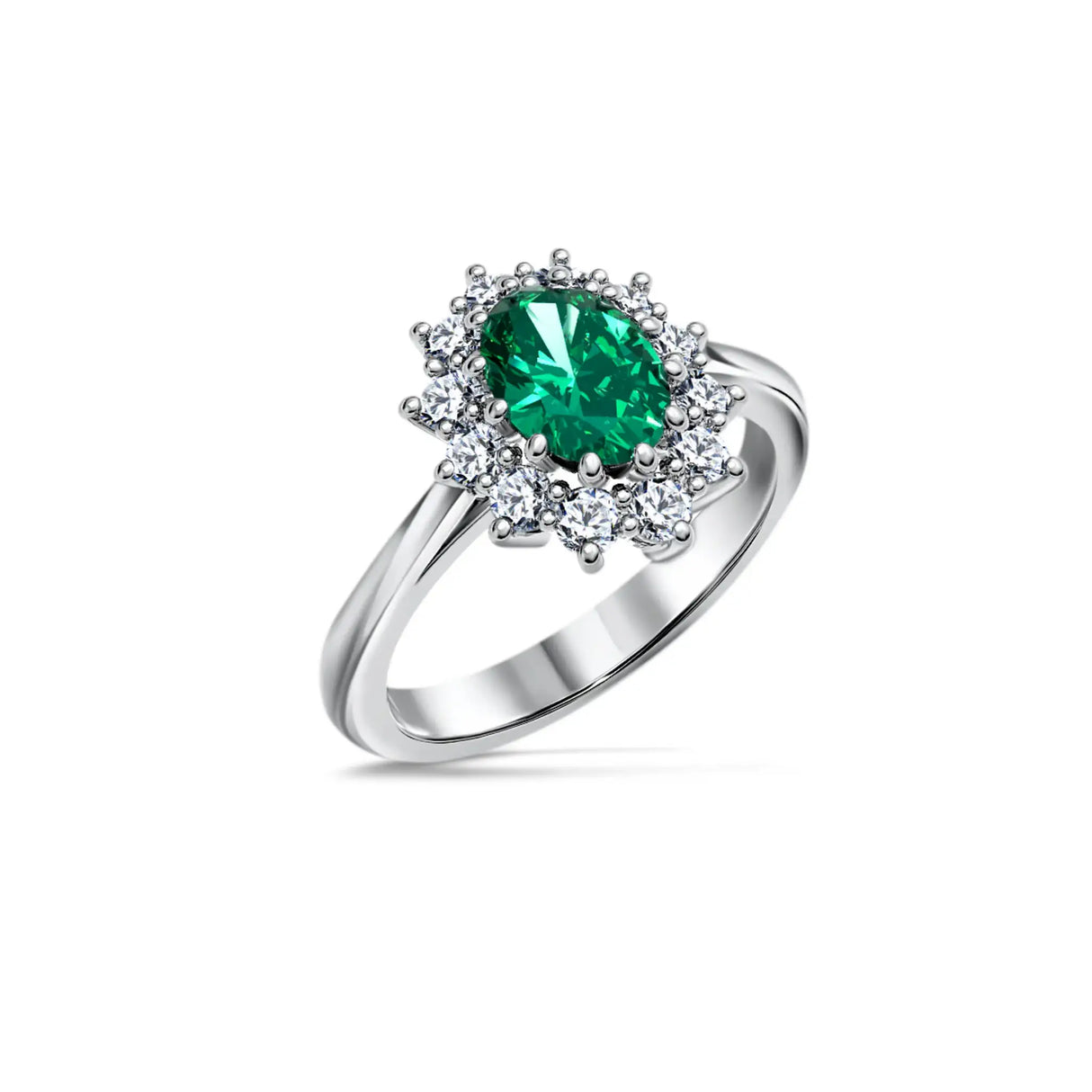 Crimson with 0.90ct emerald and diamonds