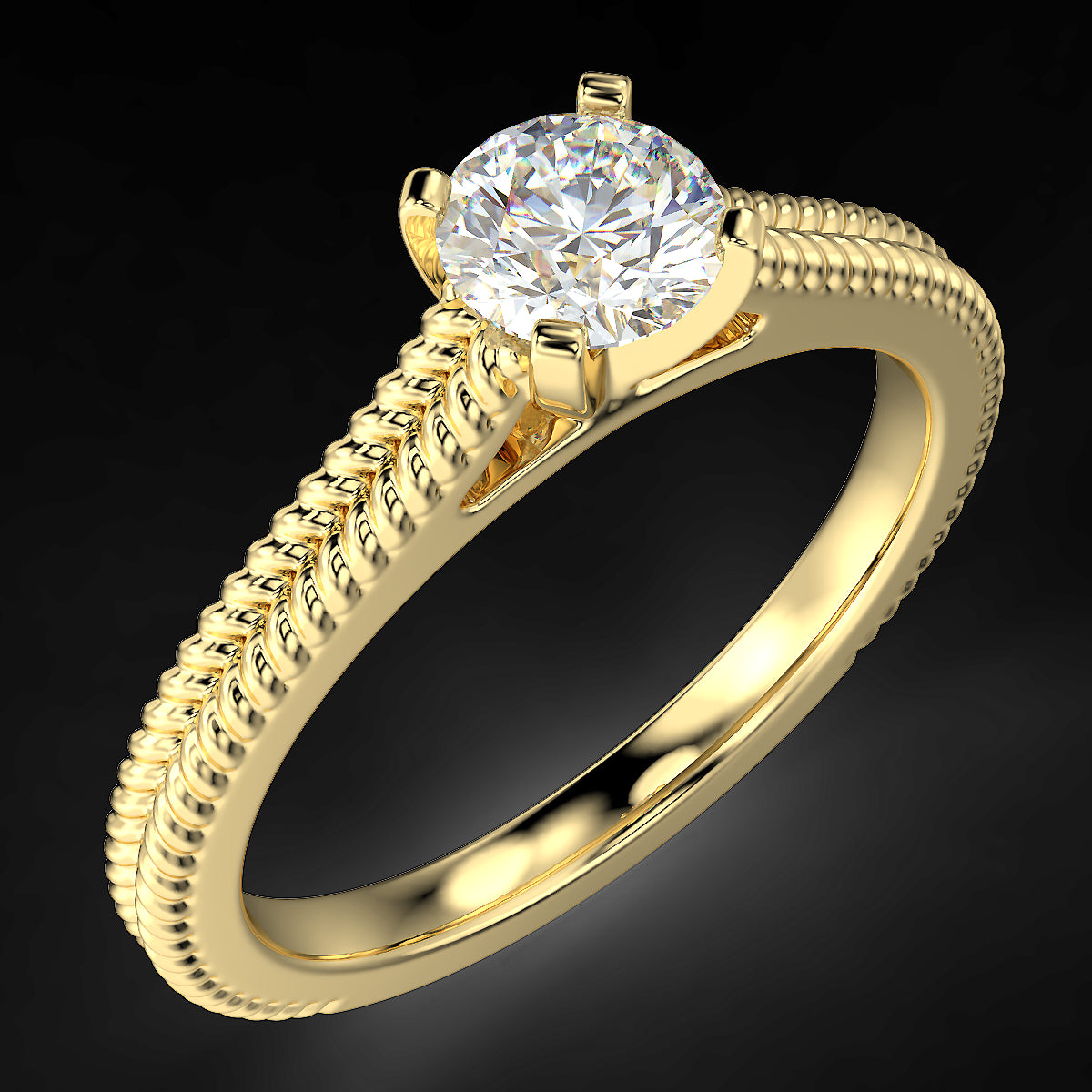 Yellow gold engagement ring with a 0.50 ct diamond