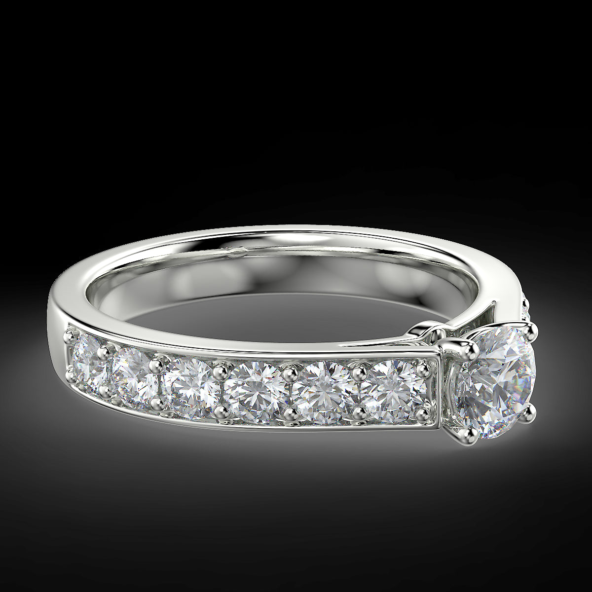 White gold engagement ring with 1 ctw diamonds