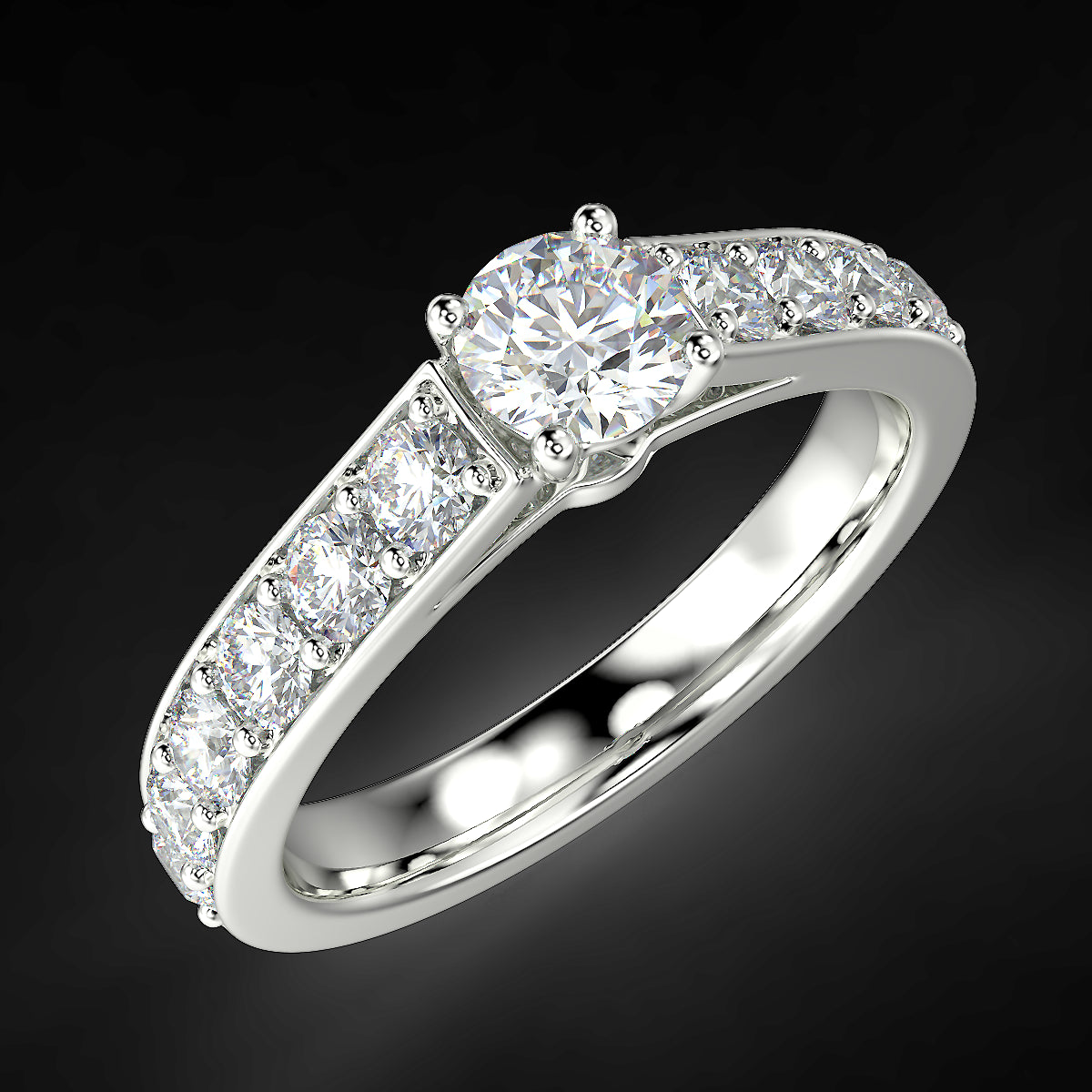 White gold engagement ring with 1 ctw diamonds