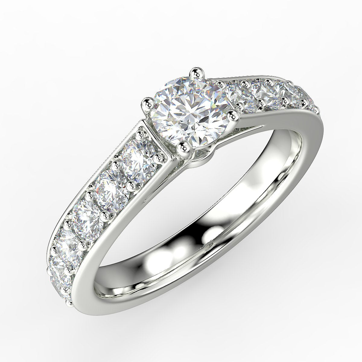 White gold engagement ring with 1 ctw diamonds