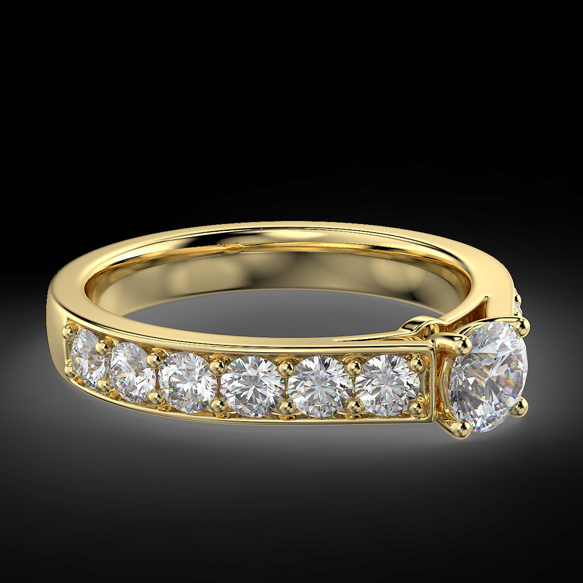 Yellow gold engagement ring with 1 ct diamonds