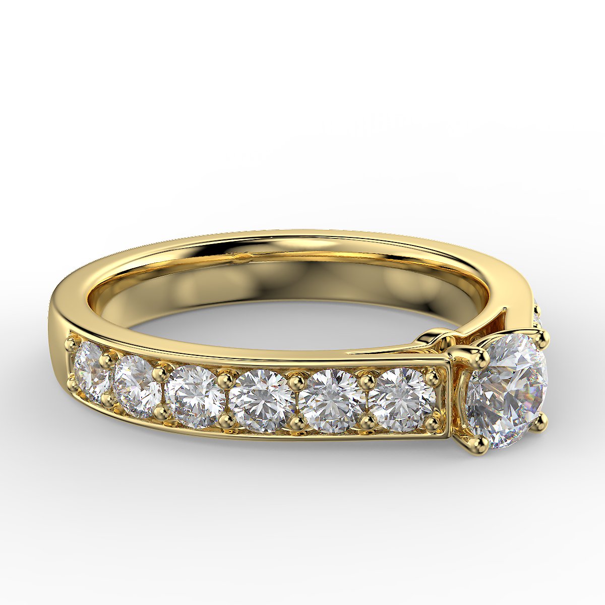Yellow gold engagement ring with 1 ct diamonds