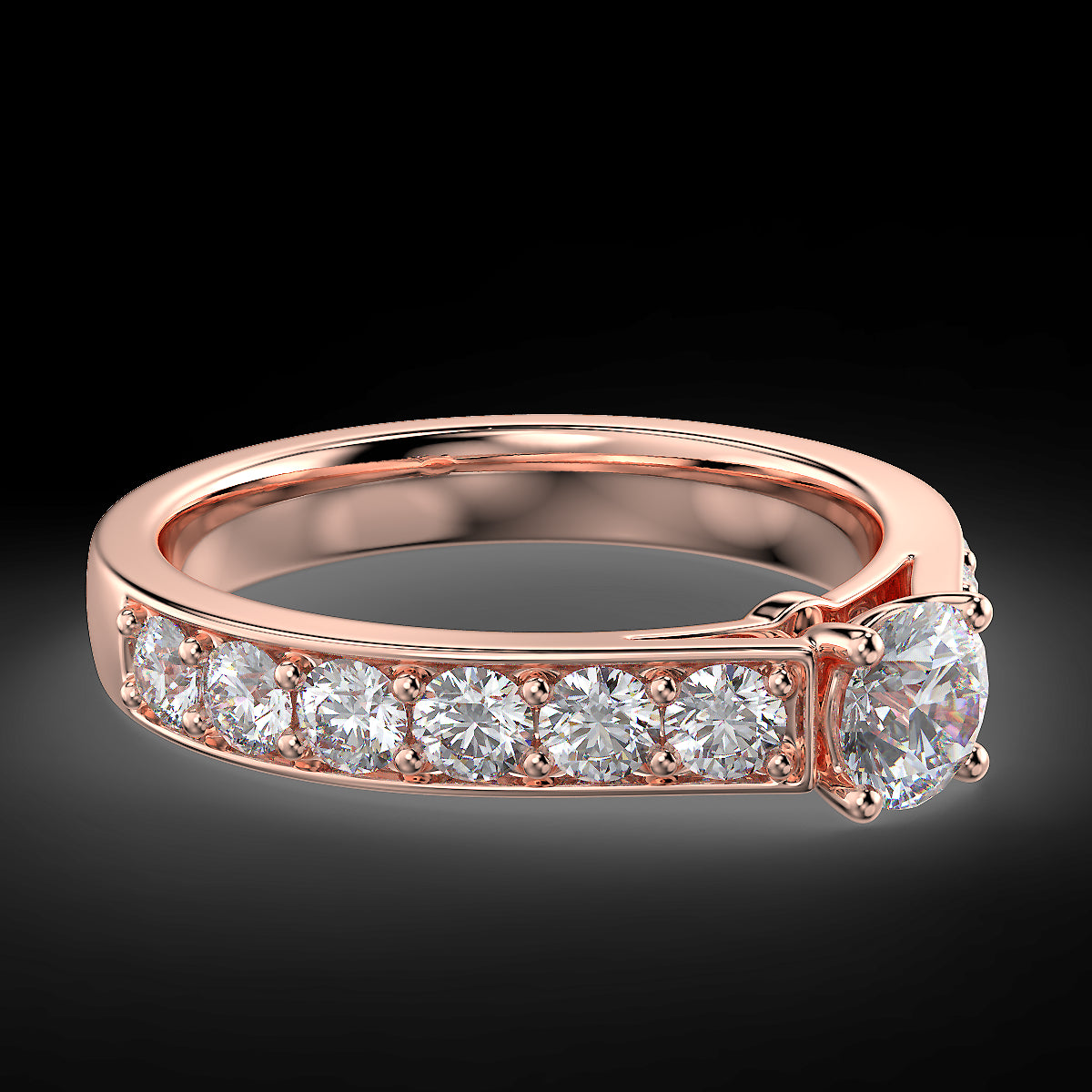 Rose gold engagement ring with 1 ct diamonds