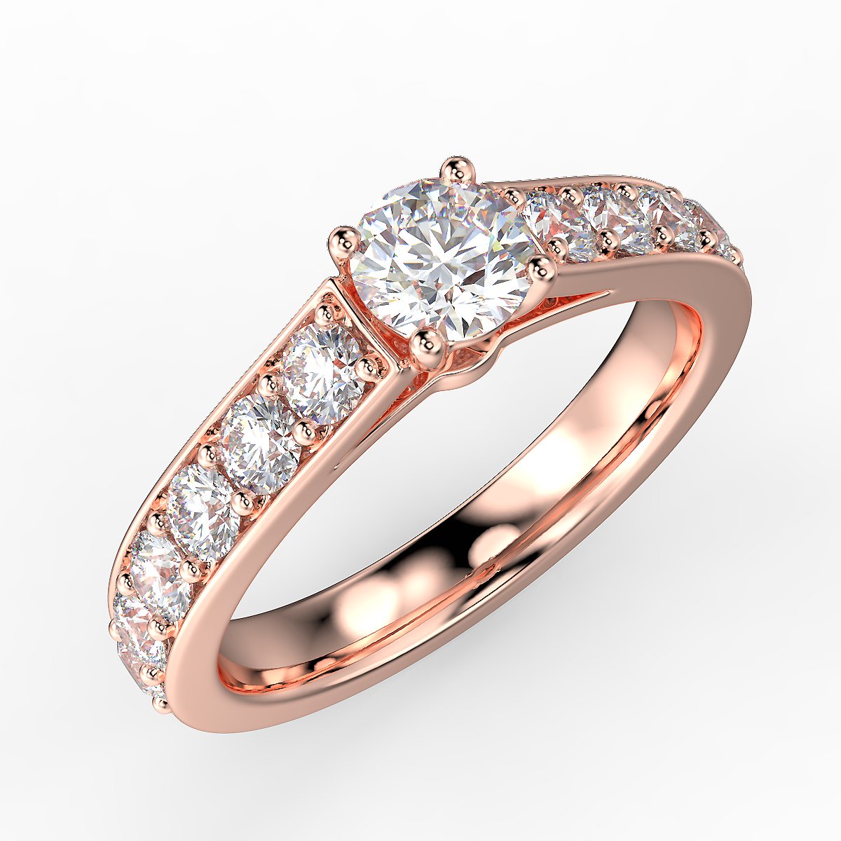 Rose gold engagement ring with 1 ct diamonds