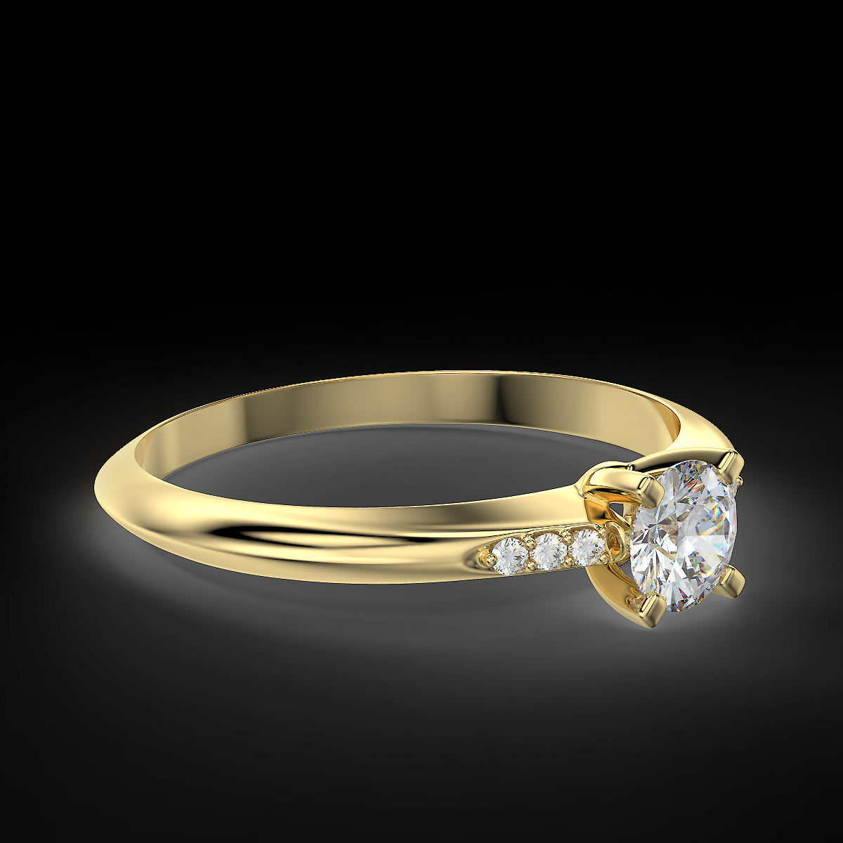 Yellow gold engagement ring with 0.30 ctw diamonds