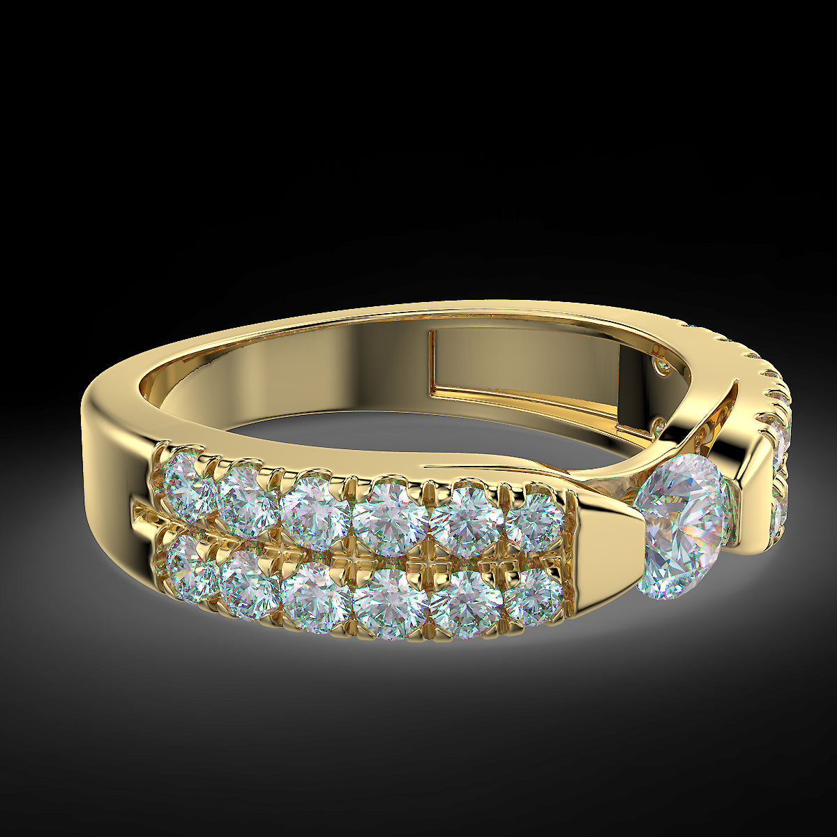 Yellow gold engagement ring with 1.05 ctw diamonds