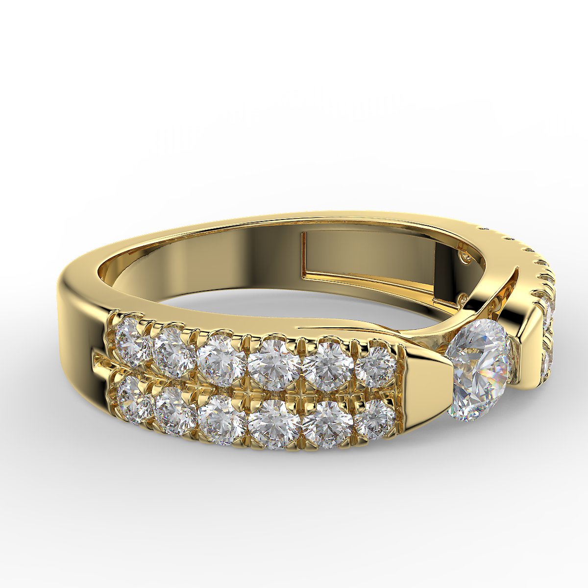 Yellow gold engagement ring with 1.05 ctw diamonds