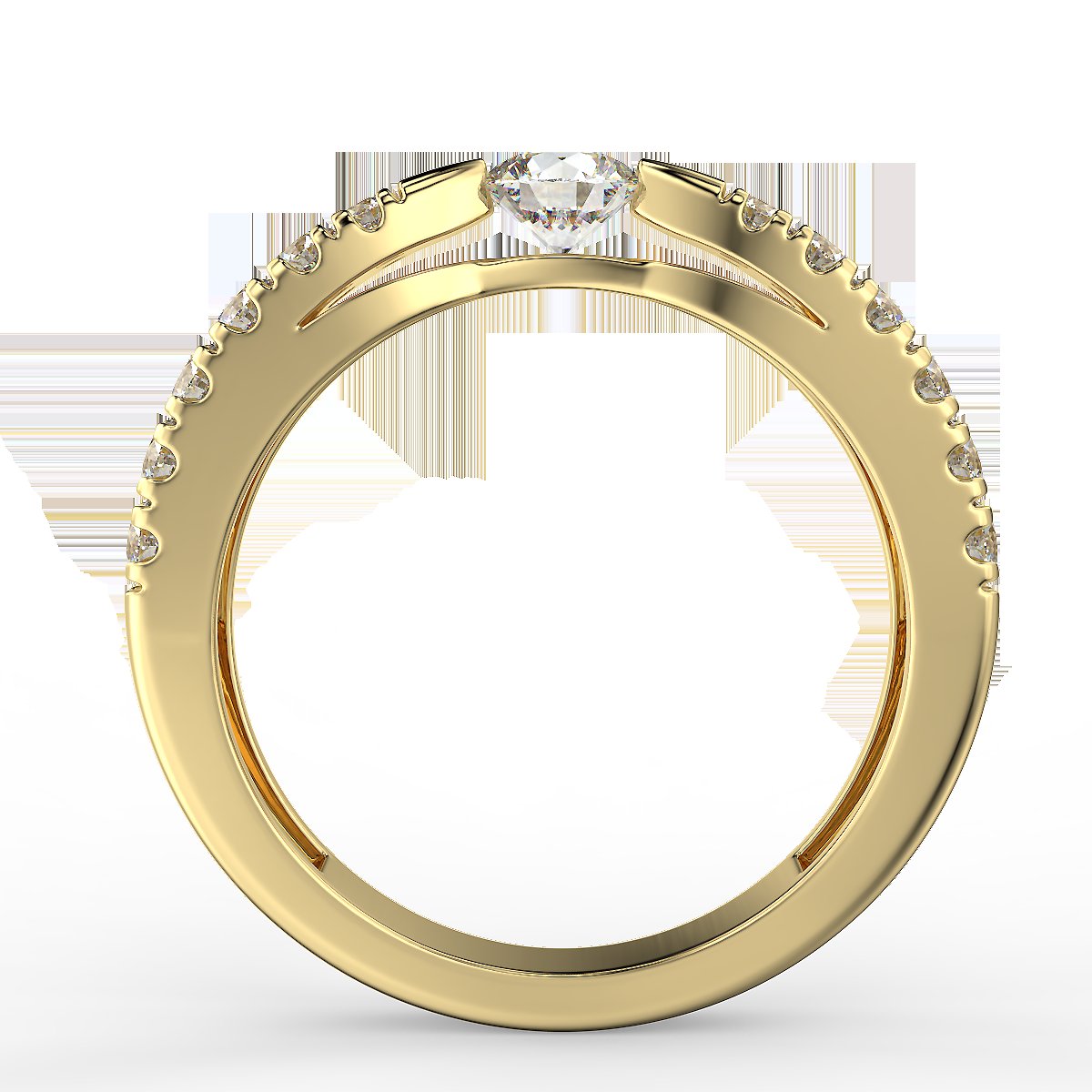 Yellow gold engagement ring with 1.05 ctw diamonds
