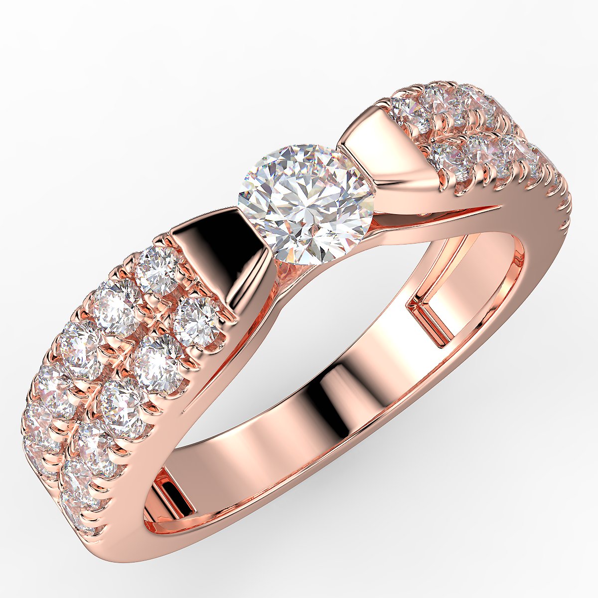 Rose gold engagement ring with 1.05 ctw diamonds
