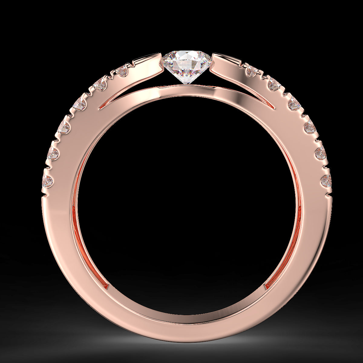 Rose gold engagement ring with 1.05 ctw diamonds