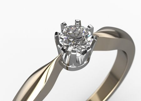 Diamond crown - gold ring with a 0.15 ct diamond.