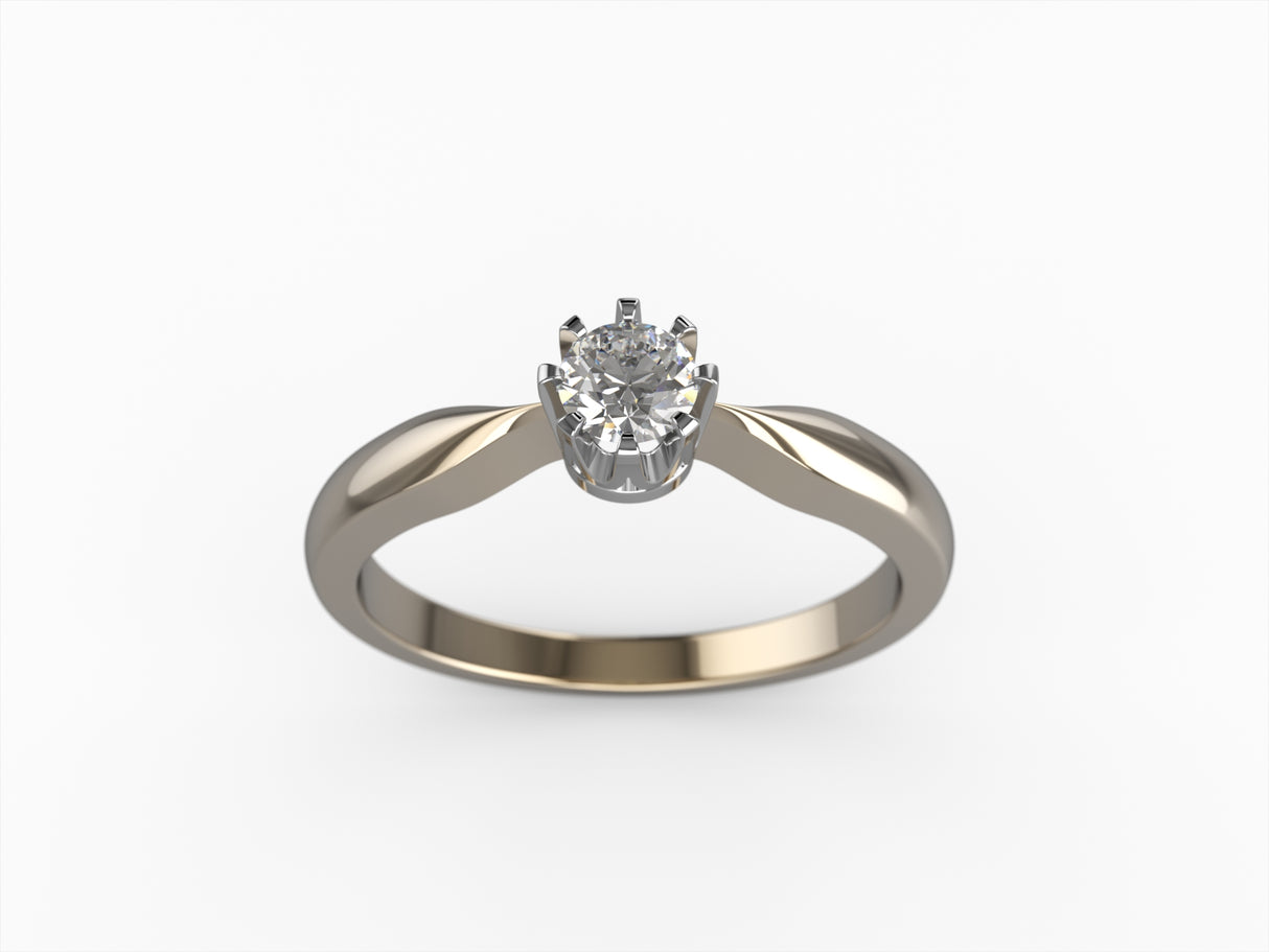 Diamond crown - gold ring with a 0.15 ct diamond.
