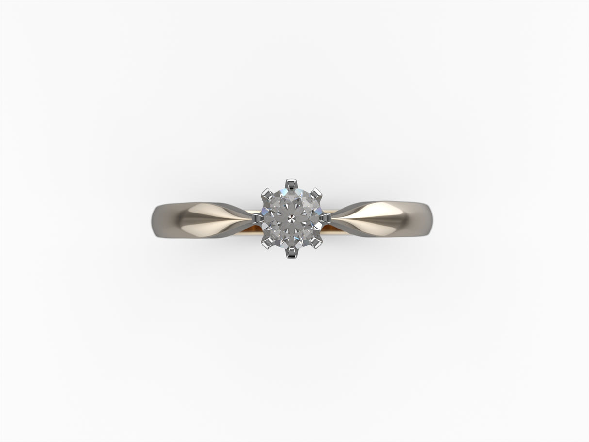 Diamond crown - gold ring with a 0.15 ct diamond.