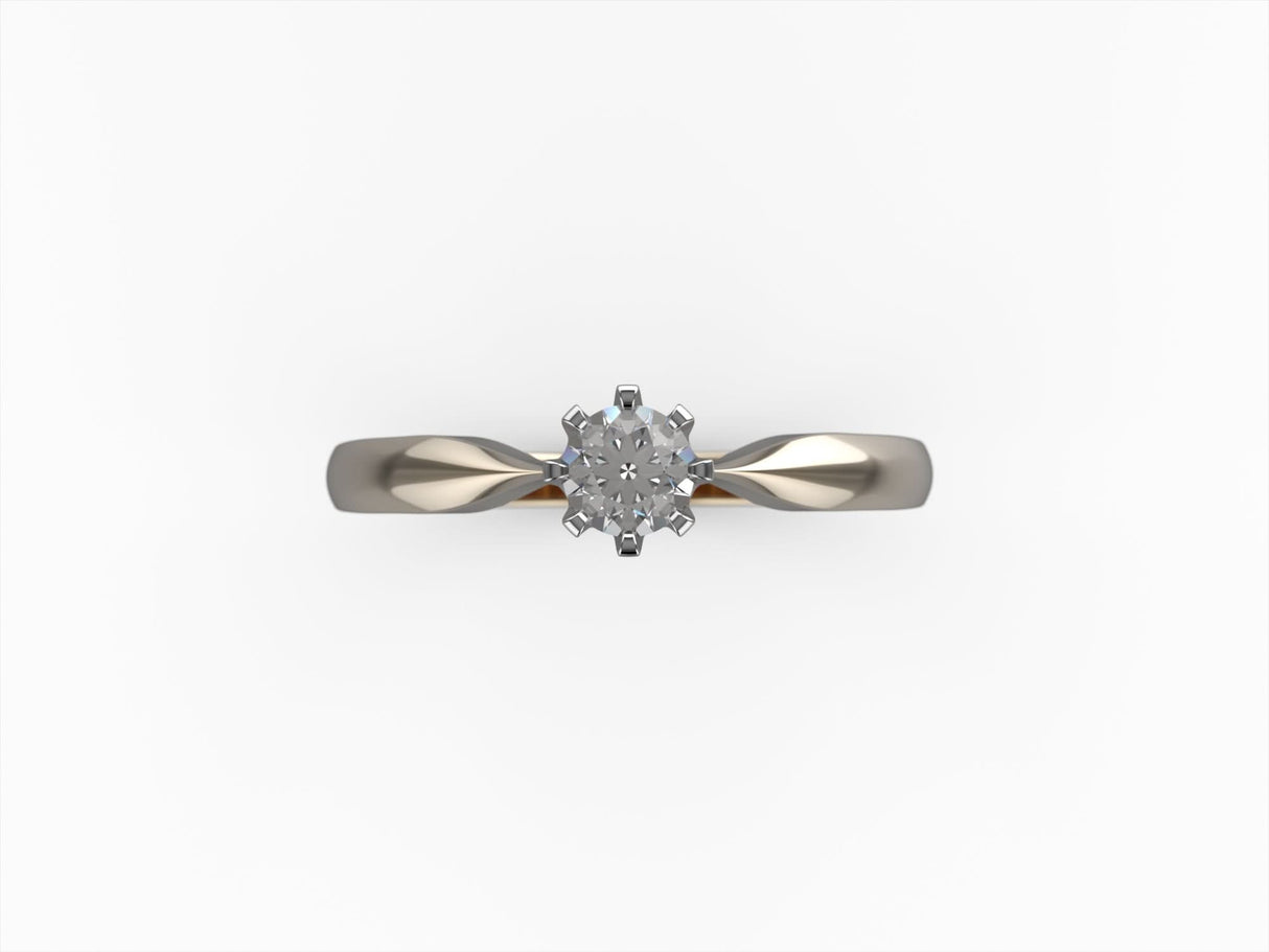 Diamond crown - gold ring with a 0.15 ct diamond.