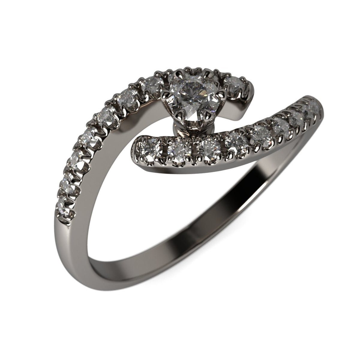 Spiral - ring decorated with 21 diamonds 0.35 ctw