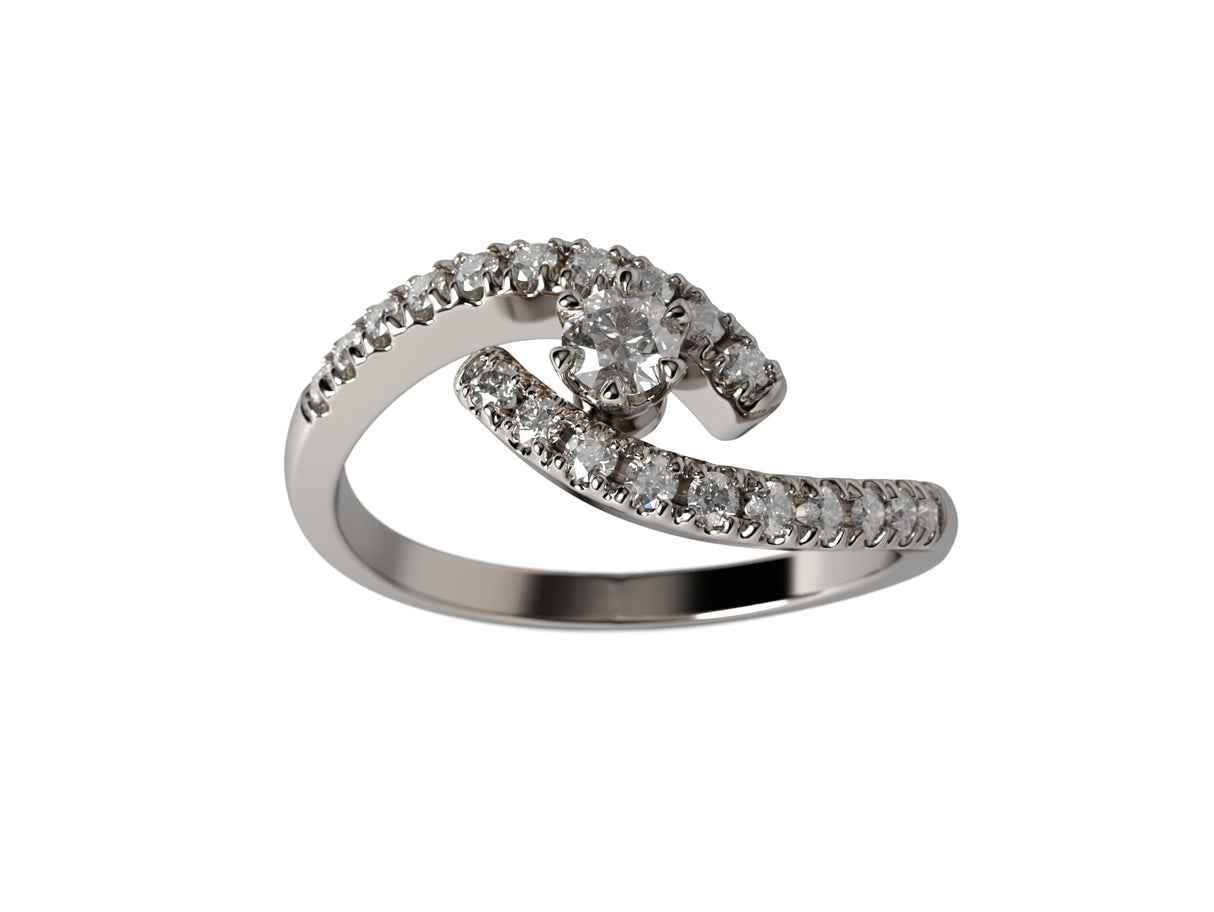 Spiral - ring decorated with 21 diamonds 0.35 ctw