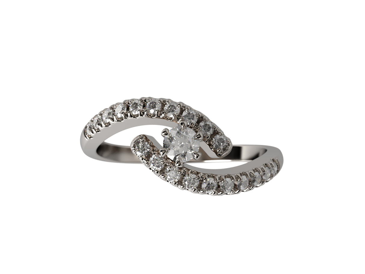 Spiral - ring decorated with 21 diamonds 0.35 ctw