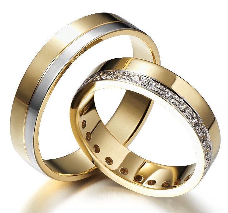 Exquisite wedding rings - white and yellow gold