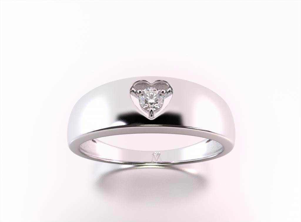 Ring with a heart and a 0.10 ct diamond