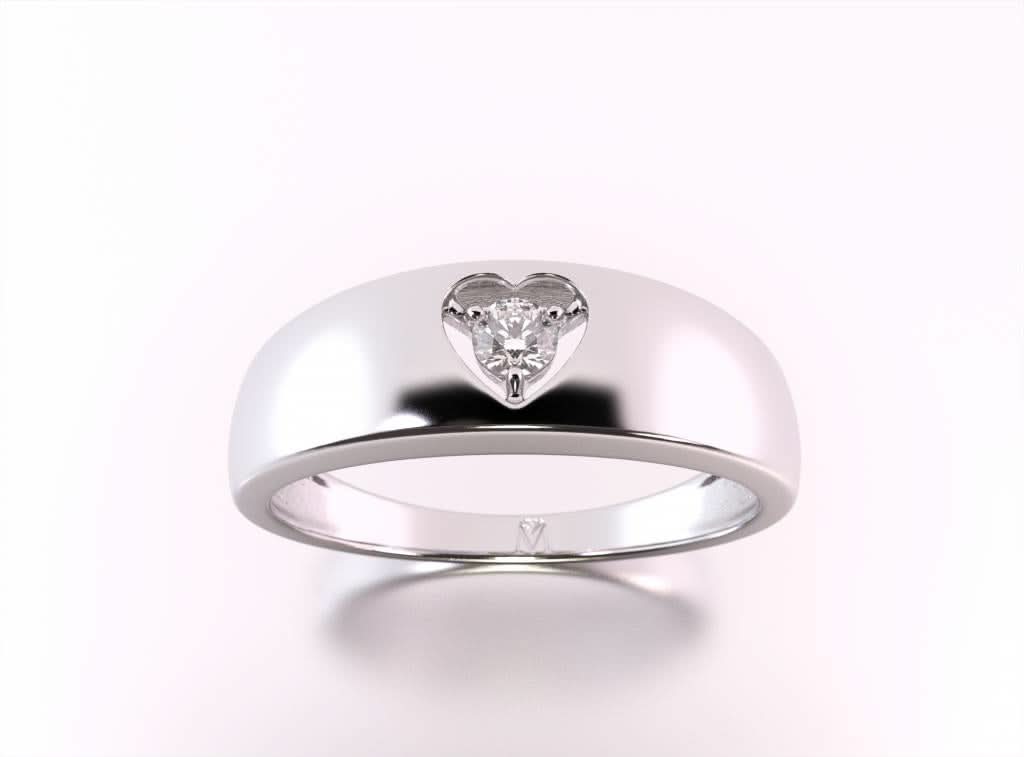 Ring with a heart and a 0.10 ct diamond